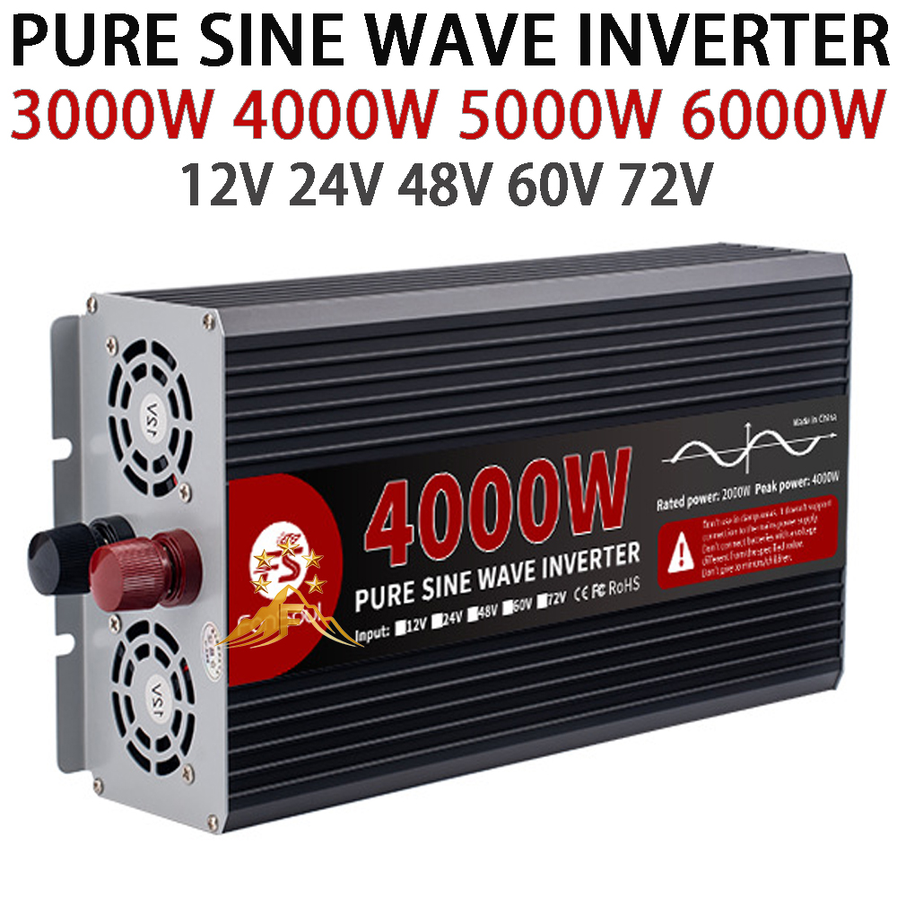 Pure Sine Wave Inverter 5000W 48V 220V - อินเวอร์เตอร์คลื่นไซน์บริสุทธิ์กำลังไฟจริง 4000W 5000W 6000W DC 12V