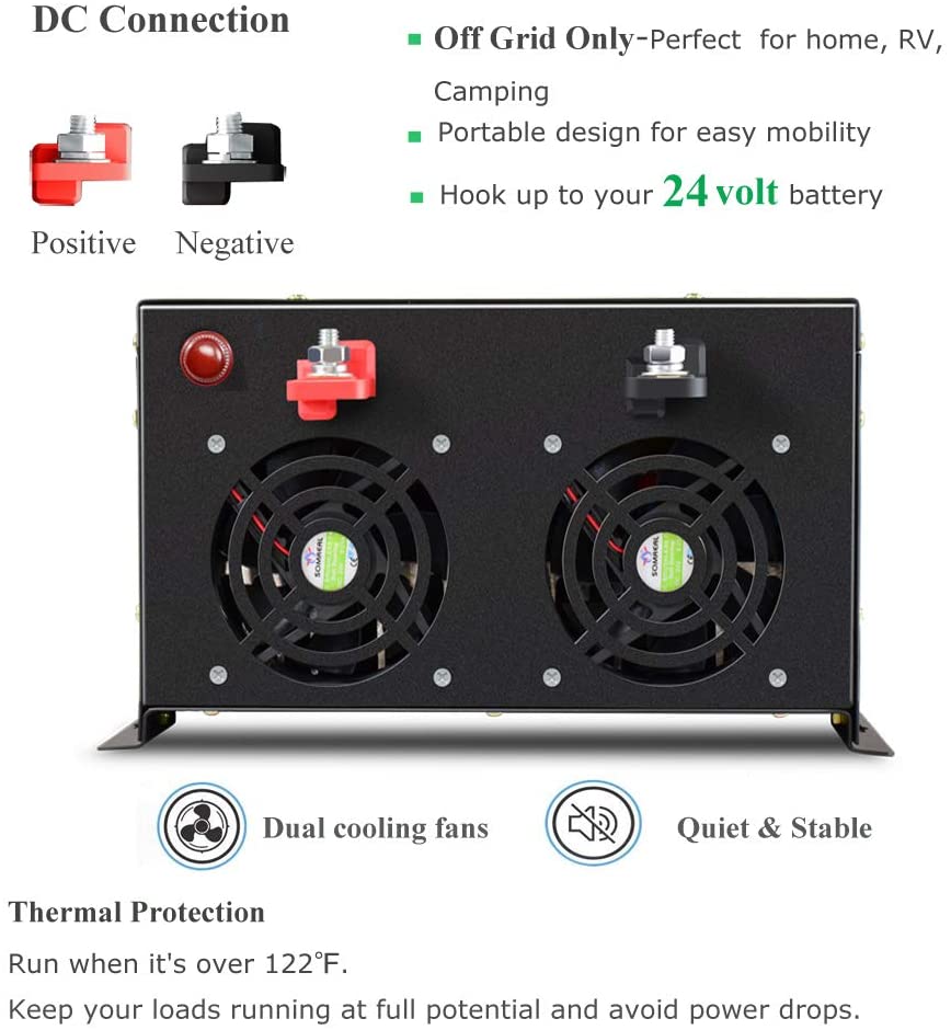 Pure Sine Wave Inverter 5000W 48V 220V - อินเวอร์เตอร์พลังงานแสงอาทิตย์แบบออฟกริด คลื่นไซน์บริสุทธิ์ 24V เป็น 220V 5000W