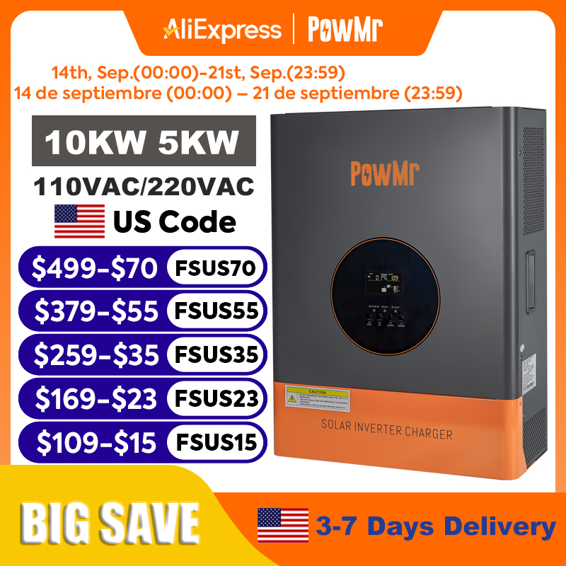 Split Phase Inverter 10Kw 110V 220V - อินเวอร์เตอร์ PowMr 10KW 5KW แบบแยกเฟส 48V