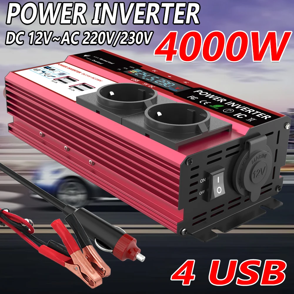 อินเวอร์เตอร์แปลงไฟ 12V เป็น 2 - Power Inverter 12V 220V 4000W Continuous บทวิจารณ์และราคา