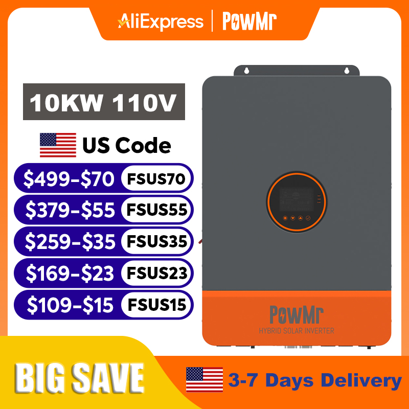 PowMr อินเวอร์เตอร์แบบแยกเฟส 1 - Split Phase Inverter 10Kw 110V 220V บทวิจารณ์และราคา