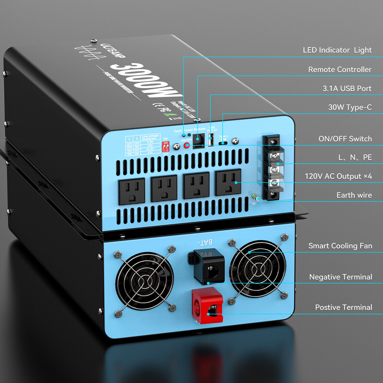 อินเวอร์เตอร์พลังงานไฟฟ้าแบบคล - Inverter Pure Sine Wave 60Hz 120V 3000W บทวิจารณ์และราคา